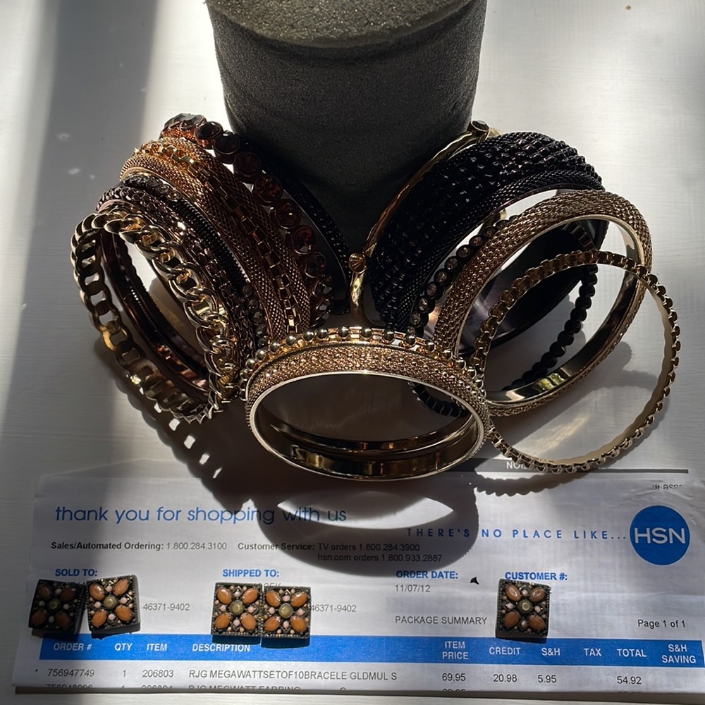 Bangles by RJ Graziano. GLAM 13 total Goldtone bangles. Size Small - Picture 4 of 13